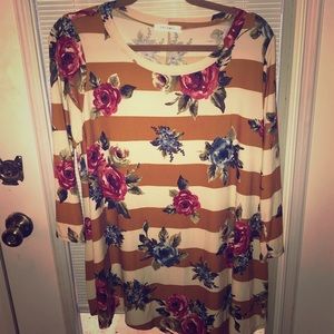 NWOT Emerald Mustard Stripe and Floral Tunic XL